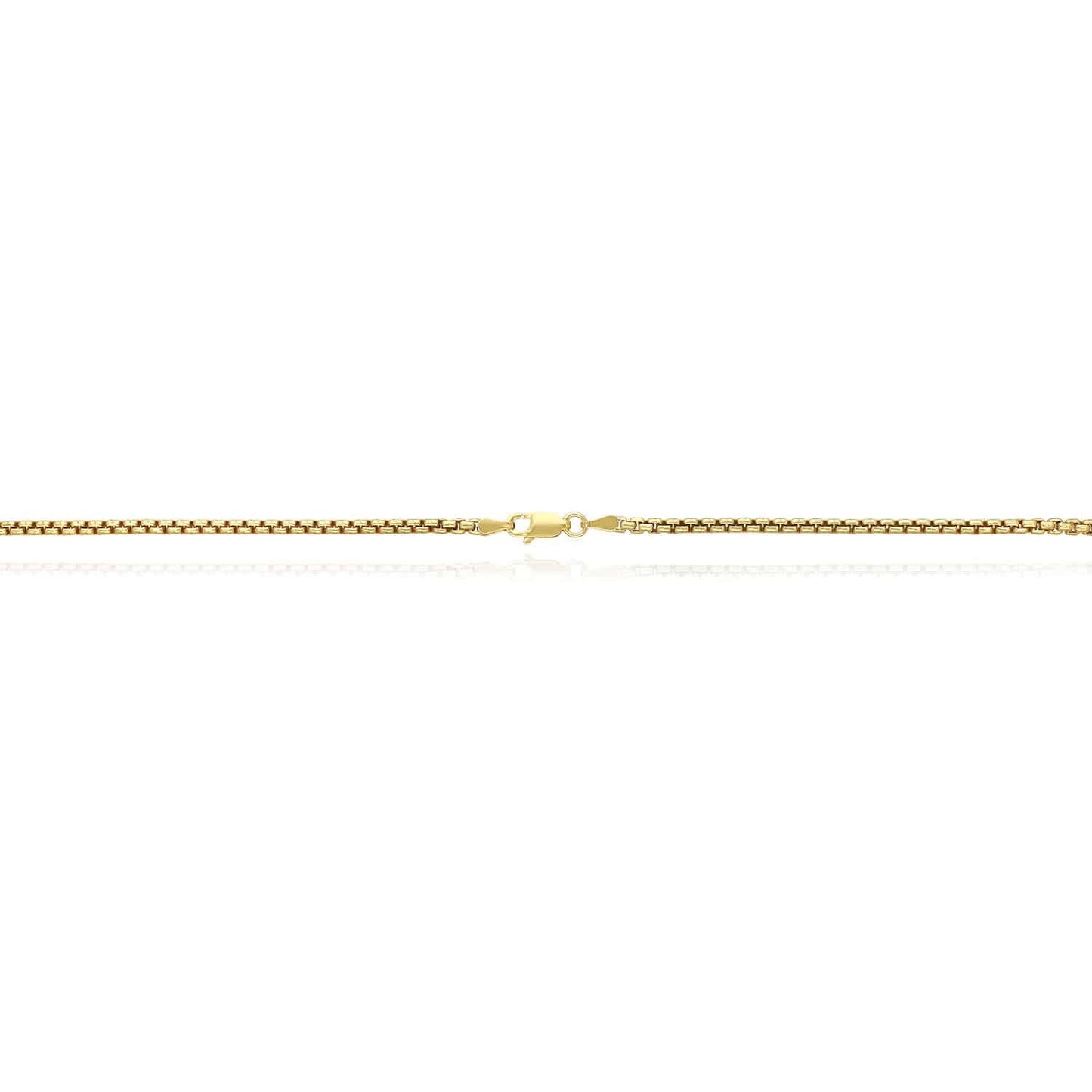 18K Yellow Gold Over Silver 2.5mm Solid Round Box Chain Necklace 16"-24"