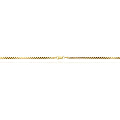 18K Yellow Gold Over Silver 2.5mm Solid Round Box Chain Necklace 16"-24"