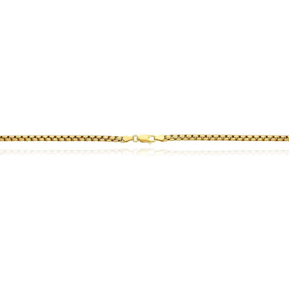 18K Yellow Gold Over Silver 3.7mm Solid Round Box Chain 18"-24"