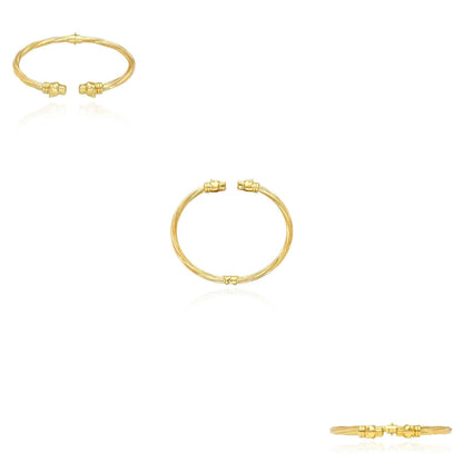 14K Yellow Gold Twisted Tube Panther Head Bangle Bracelet 6.75"