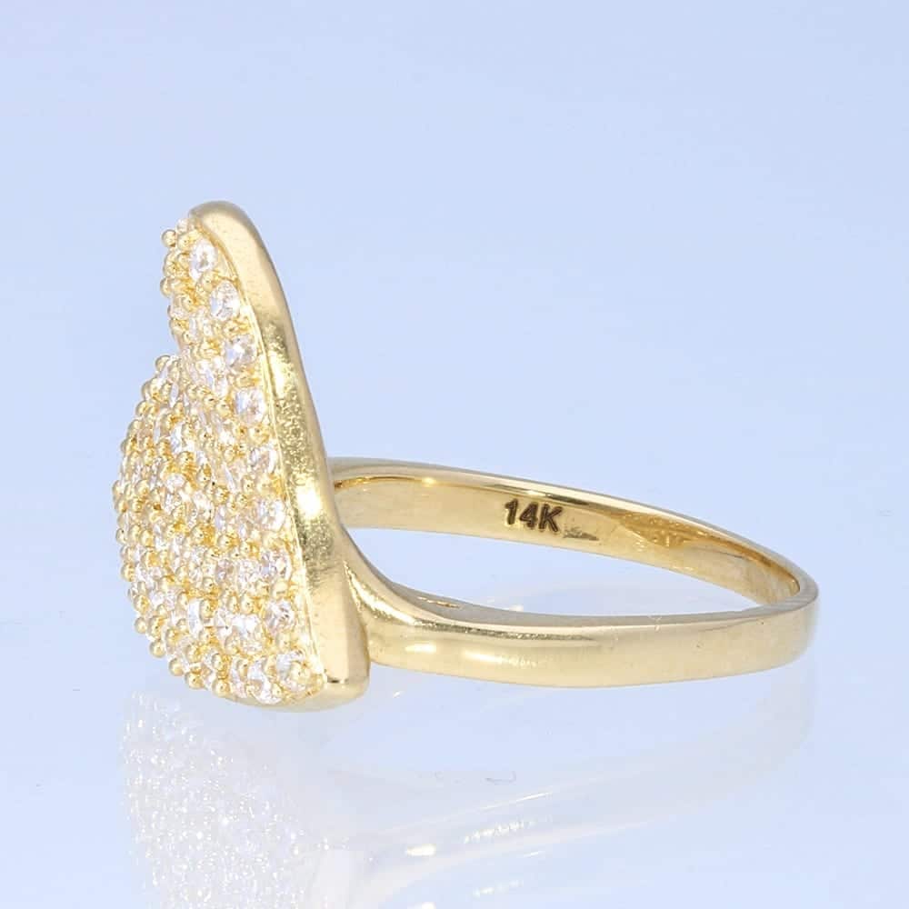 Solid 14k Gold Yellow 1.90Ct Created White Diamond Heart Ring Size 5-10
