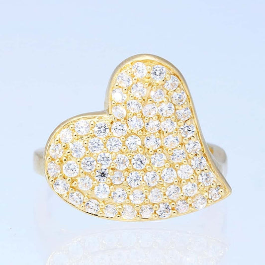 Solid 14k Gold Yellow 1.90Ct Created White Diamond Heart Ring Size 5-10