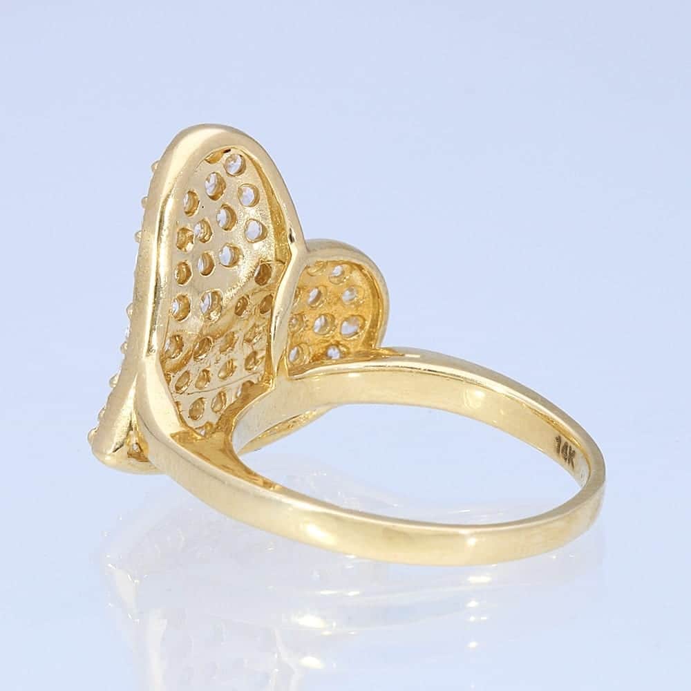 Solid 14k Gold Yellow 1.90Ct Created White Diamond Heart Ring Size 5-10