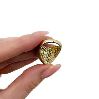 Real 10k Solid Gold 1.50CTW Natural Diamond Heart Cocktail Ring 20mm