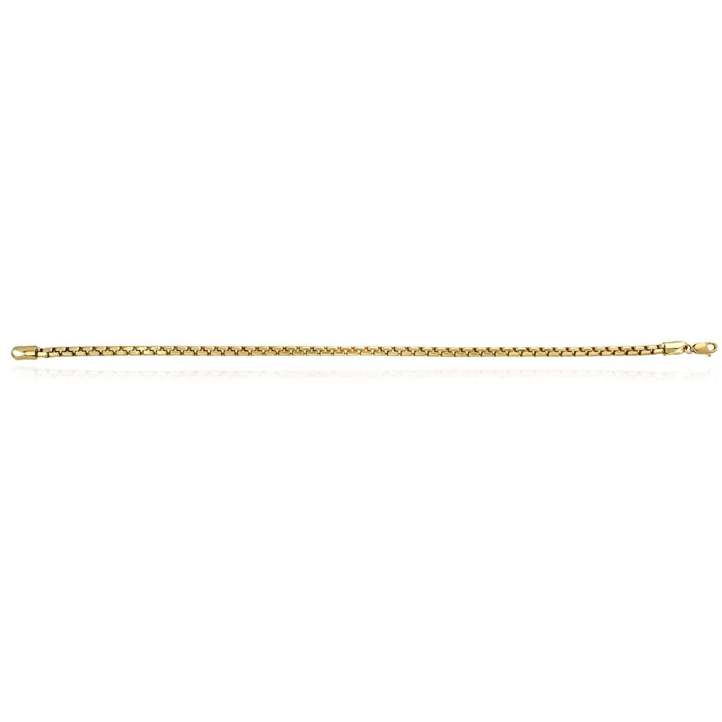 14K Gold Yellow 3.5mm Solid Round Box Bracelet 8.5"