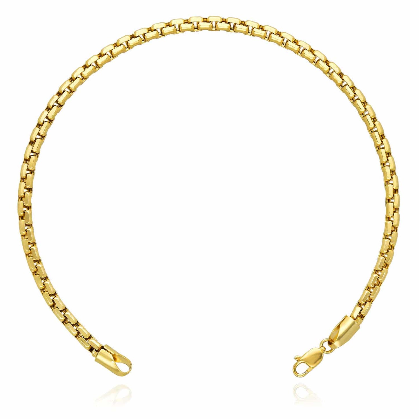 14K Gold Yellow 3.5mm Solid Round Box Bracelet 8.5"