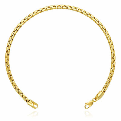 14K Yellow Gold 3.5mm Round Box Bracelet (Hollow) 8.5" - WJD Exclusives