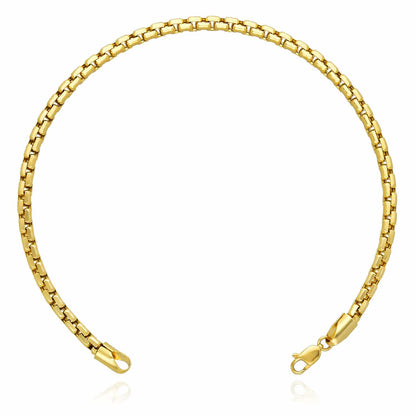 14K Gold Yellow 3.5mm Solid Round Box Bracelet 8.5"