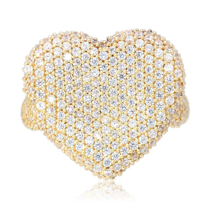 2.80Ct Created White Diamond Heart Solid 14k Gold Yellow Ring Size 5-10
