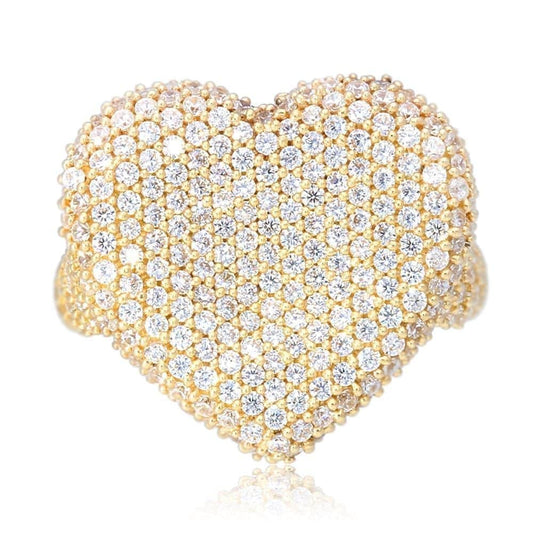 2.80Ct Created White Diamond Heart Solid 14k Gold Yellow Ring Size 5-10