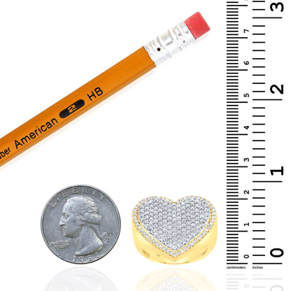 Real 10k Solid Gold 1.50CTW Natural Diamond Heart Cocktail Ring 20mm