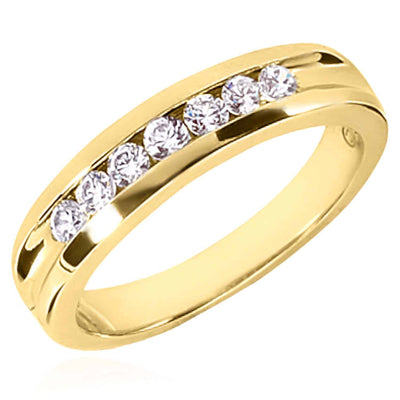0.50CTW Natural Diamonds 14K Yellow Gold 5mm Wedding Band Ring - WJD Exclusives
