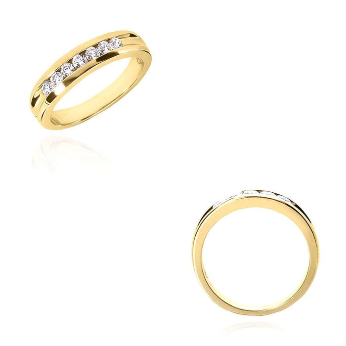 0.50CTW Natural Diamonds 14K Yellow Gold 5mm Wedding Band Ring - WJD Exclusives