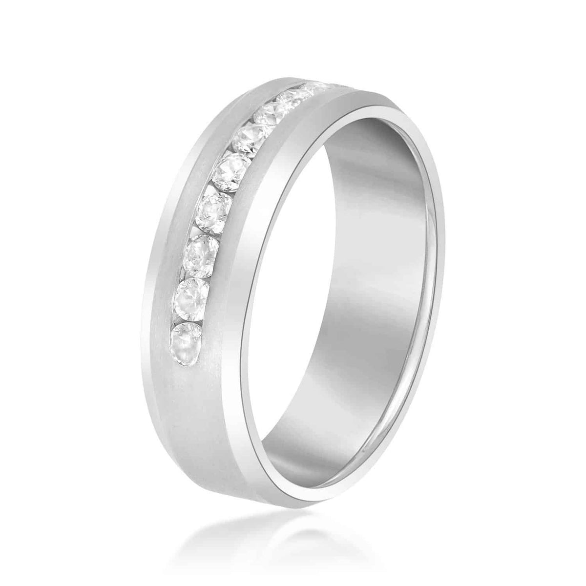 0.50CTW Natural Diamonds 14K Gold White Channel Set 7mm Men's Wedding Band Ring - WJD Exclusives