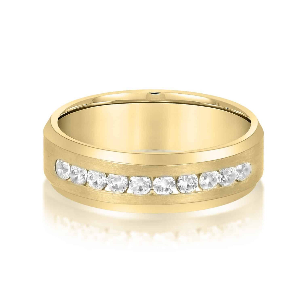0.50CTW Natural Diamonds 14K Yellow Gold Channel Set Men's 7mm Wedding Band Ring - WJD Exclusives