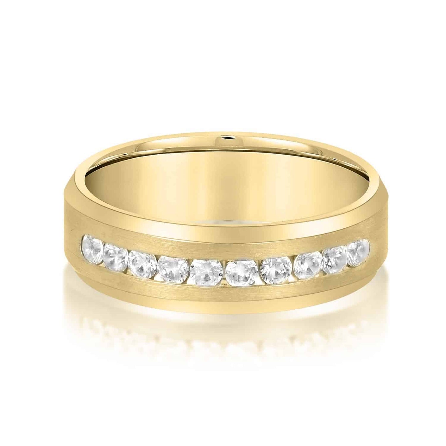 0.50CTW Real Diamonds 14K Gold Yellow Channel Set Men's 7mm Wedding Band Ring