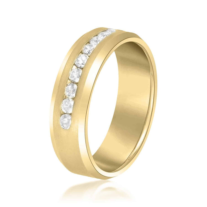 0.50CTW Natural Diamonds 14K Yellow Gold Channel Set Men's 7mm Wedding Band Ring - WJD Exclusives