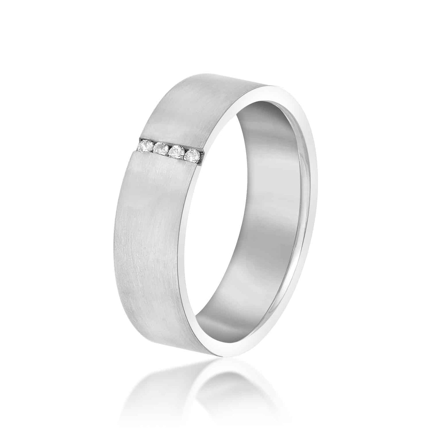 0.50CTW Real Diamond 14K Gold White 6mm Satin Finish Wedding Band Ring