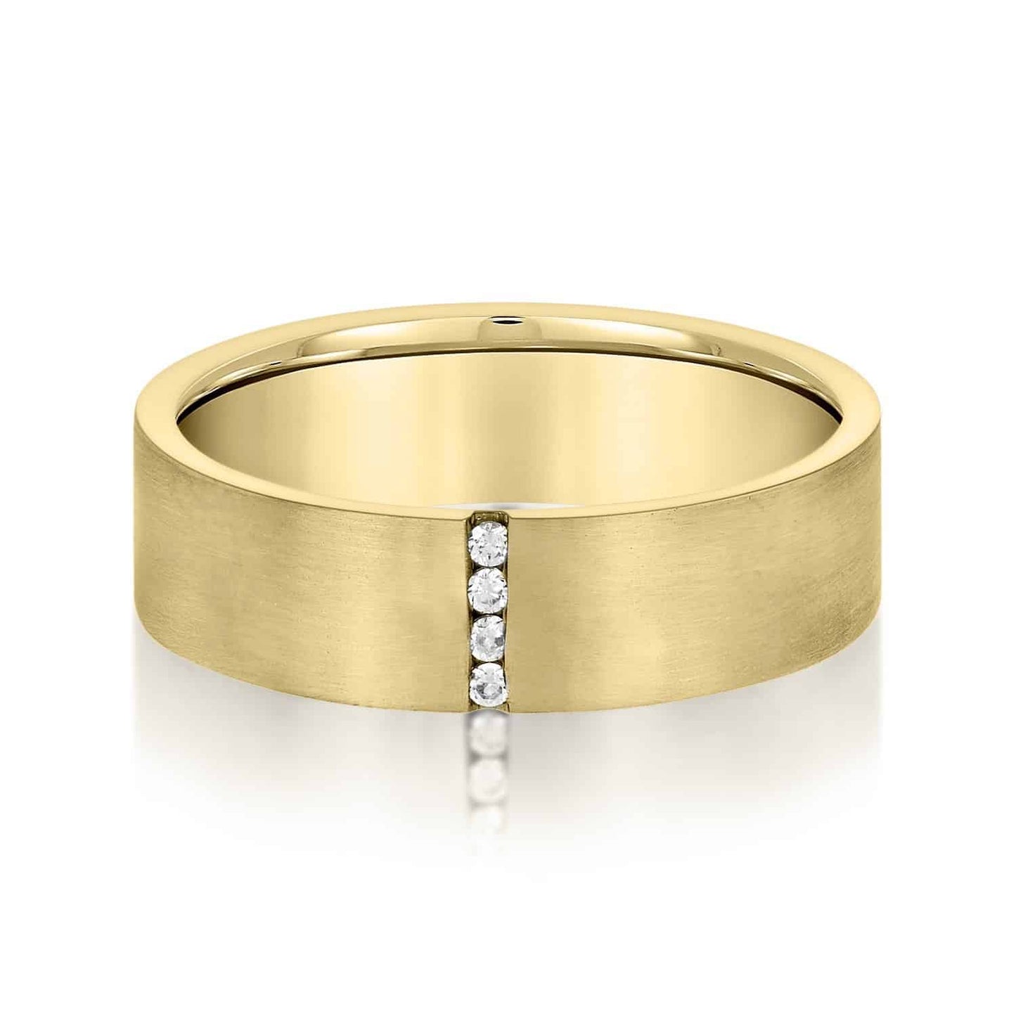0.50CTW Real Diamond 14K Gold Yellow 6mm Satin Finish Wedding Band Ring