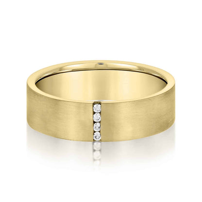 0.50CTW Real Diamond 14K Gold Yellow 6mm Satin Finish Wedding Band Ring