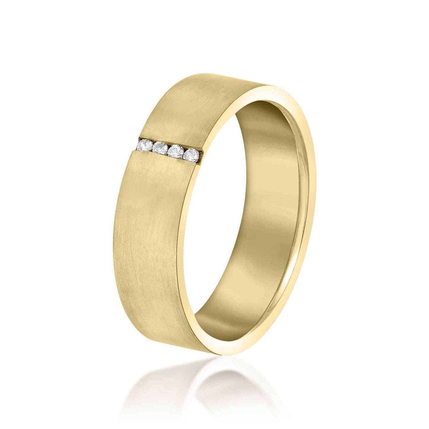 0.50CTW Real Diamond 14K Gold Yellow 6mm Satin Finish Wedding Band Ring