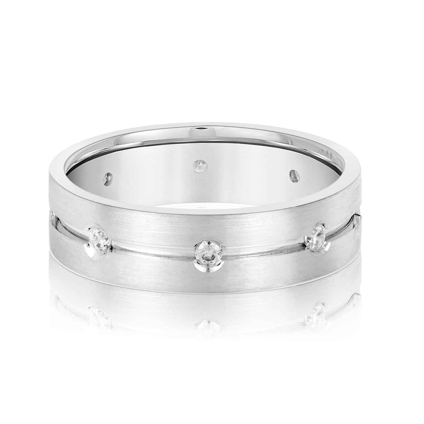 0.25CTW Real Diamond 8-Stone 14K Gold White 6mm Wedding Band Ring