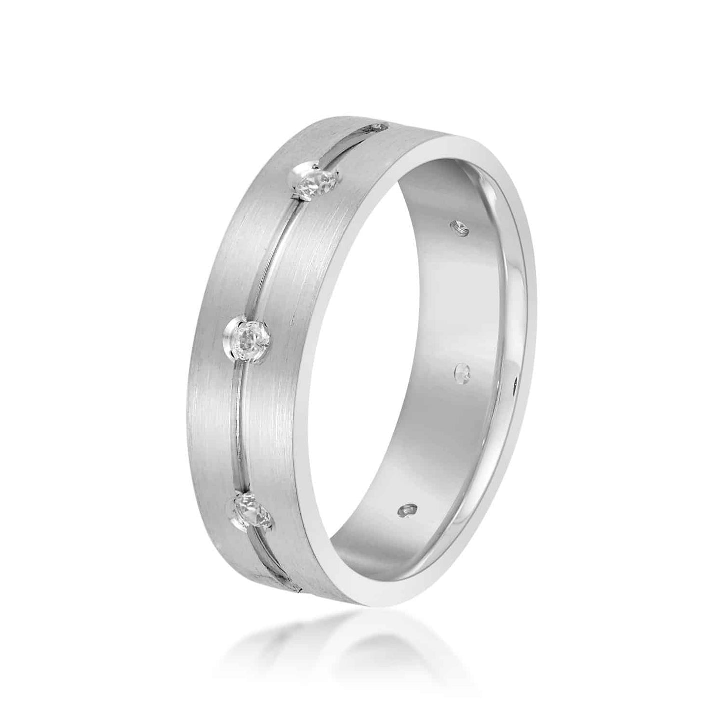 0.25CTW Real Diamond 8-Stone 14K Gold White 6mm Wedding Band Ring
