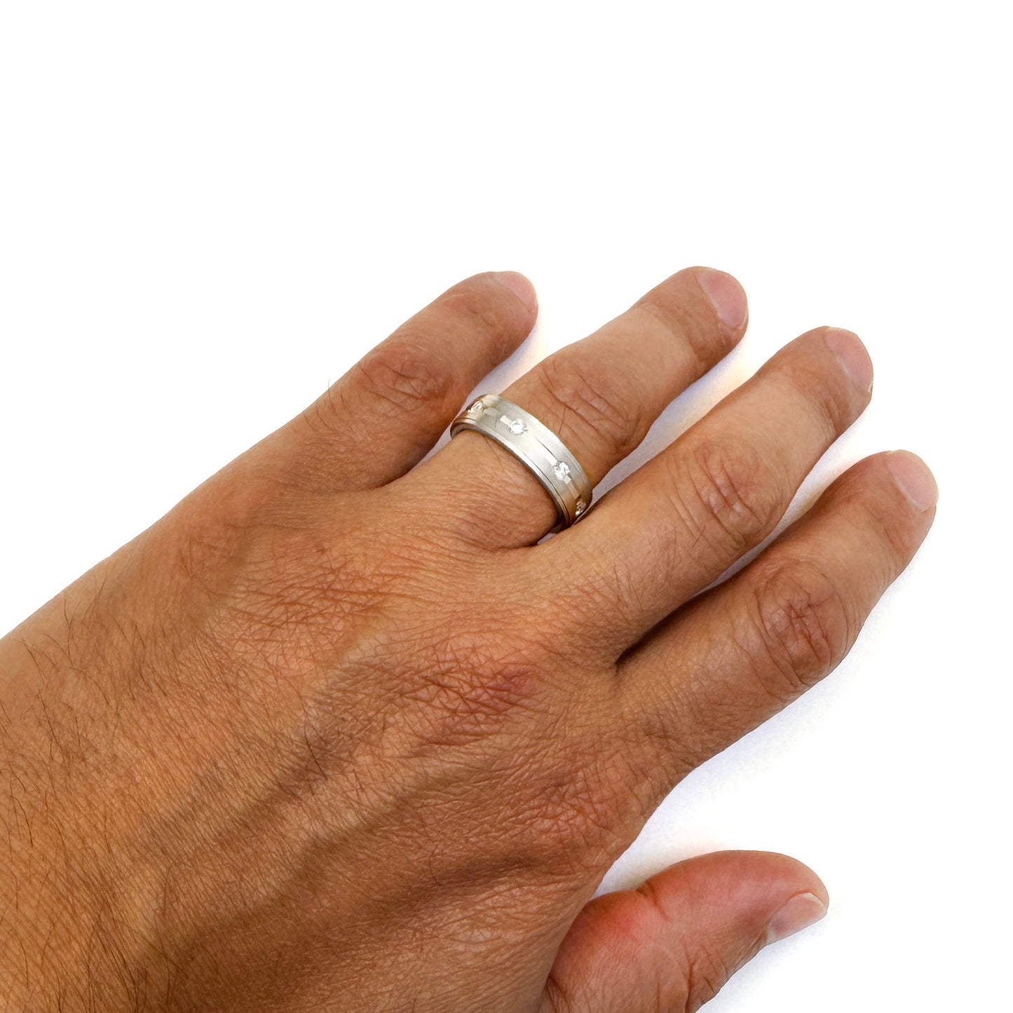 0.25CTW Natural Diamond 8-Stone 14K Gold White 6mm Wedding Band Ring