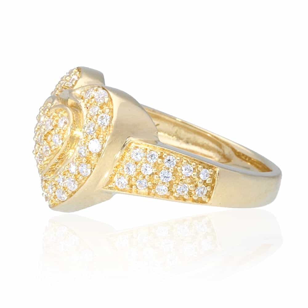 14k Solid Yellow Gold 1.30Ct Created White Diamond Halo Heart Ring Size 5-10