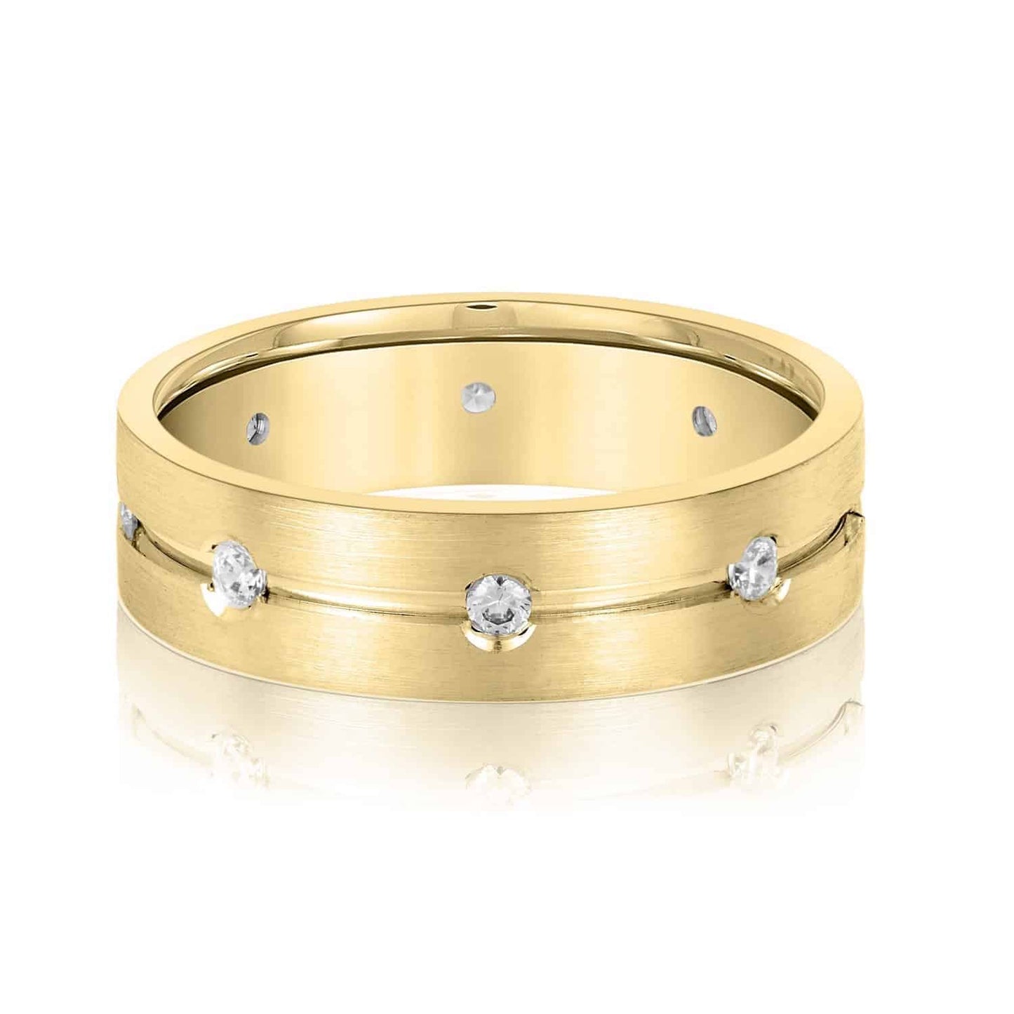 0.25CTW Real Diamond 8 Stone 14K Gold Yellow Wedding Band Ring