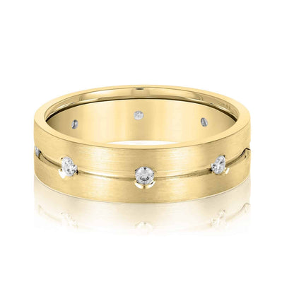 0.25CTW Real Diamond 8 Stone 14K Gold Yellow Wedding Band Ring