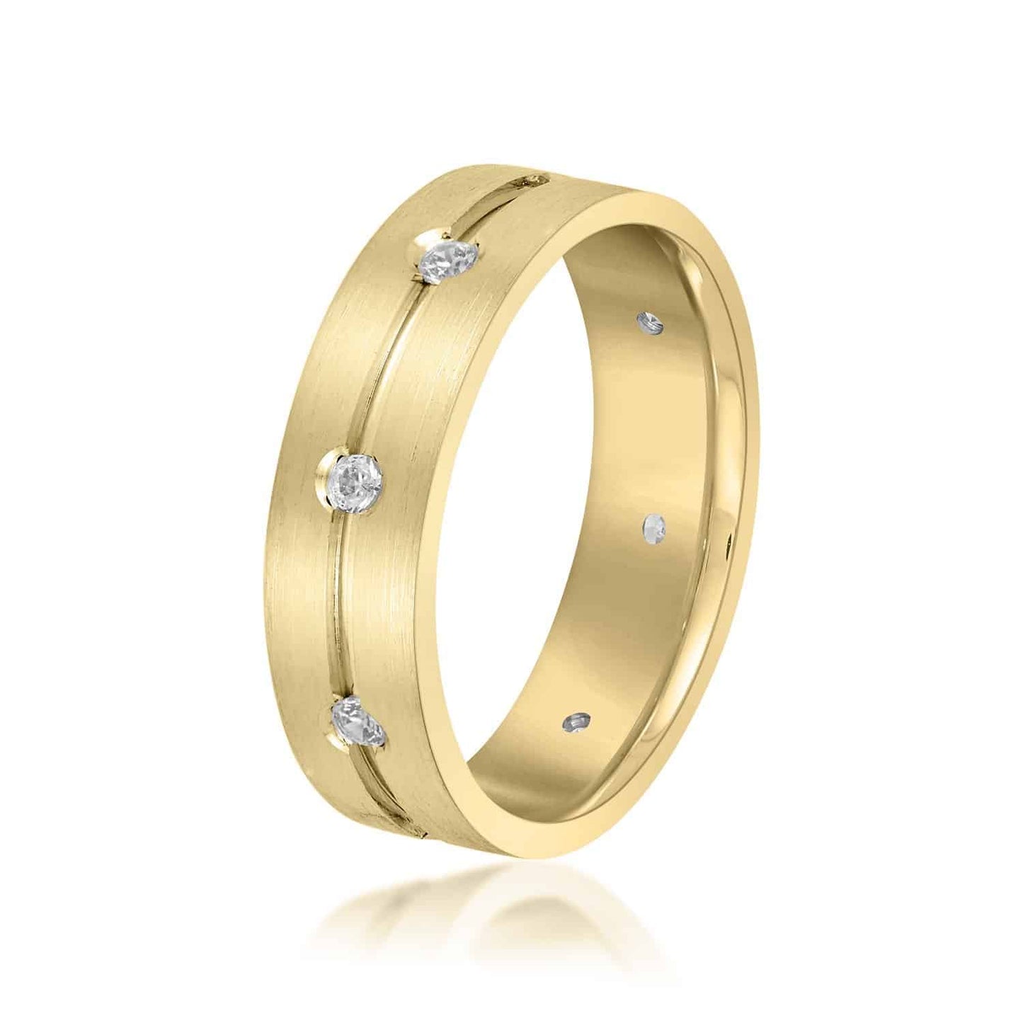 0.25CTW Real Diamond 8 Stone 14K Gold Yellow Wedding Band Ring