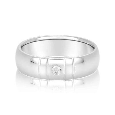 0.10Ct Natural Diamond 14K Gold White 6mm Wedding Band Ring - WJD Exclusives