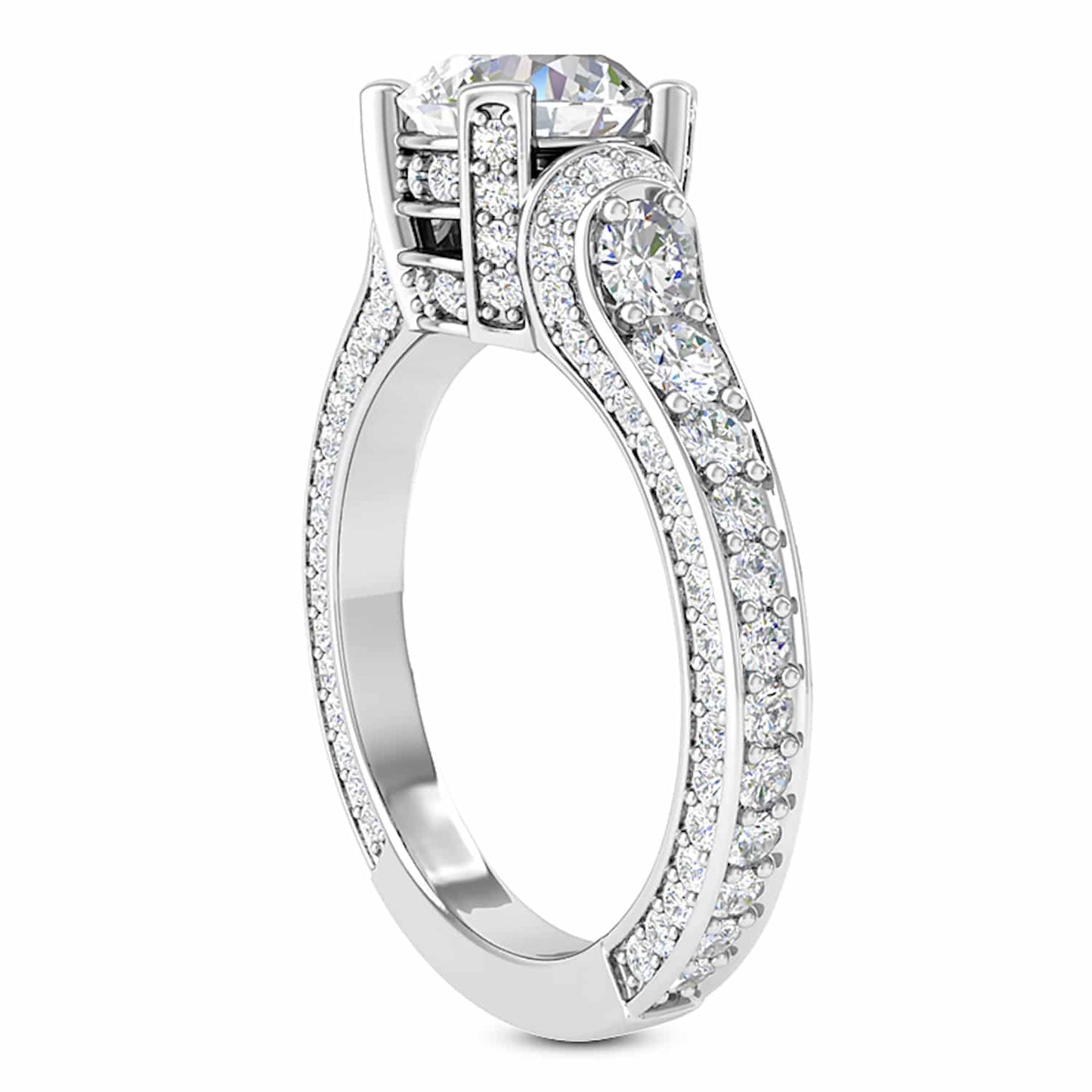 2.04CTW Lab-Grown Diamond Round Cut 18K White Gold Engagement Ring
