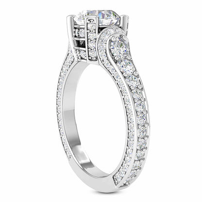 2.04CTW Lab-Grown Diamond Round Cut 18K White Gold Engagement Ring