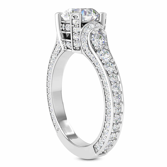 2.04CTW Lab - Grown Diamond Round - Cut 18K White Gold Engagement Ring - WJD Exclusives