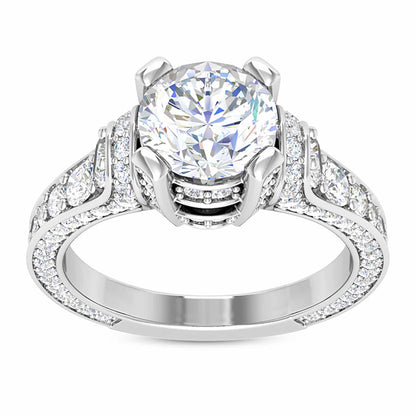 2.04CTW Lab-Grown Diamond Round Cut 18K White Gold Engagement Ring