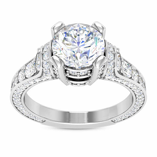 2.04CTW Lab-Grown Diamond Round Cut 18K White Gold Engagement Ring