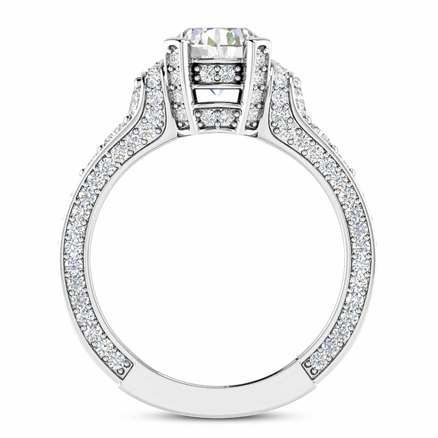 2.04CTW Lab-Grown Diamond Round Cut 18K White Gold Engagement Ring