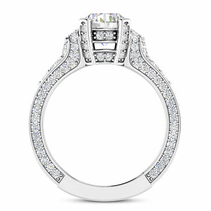 2.04CTW Lab-Grown Diamond Round Cut 18K White Gold Engagement Ring