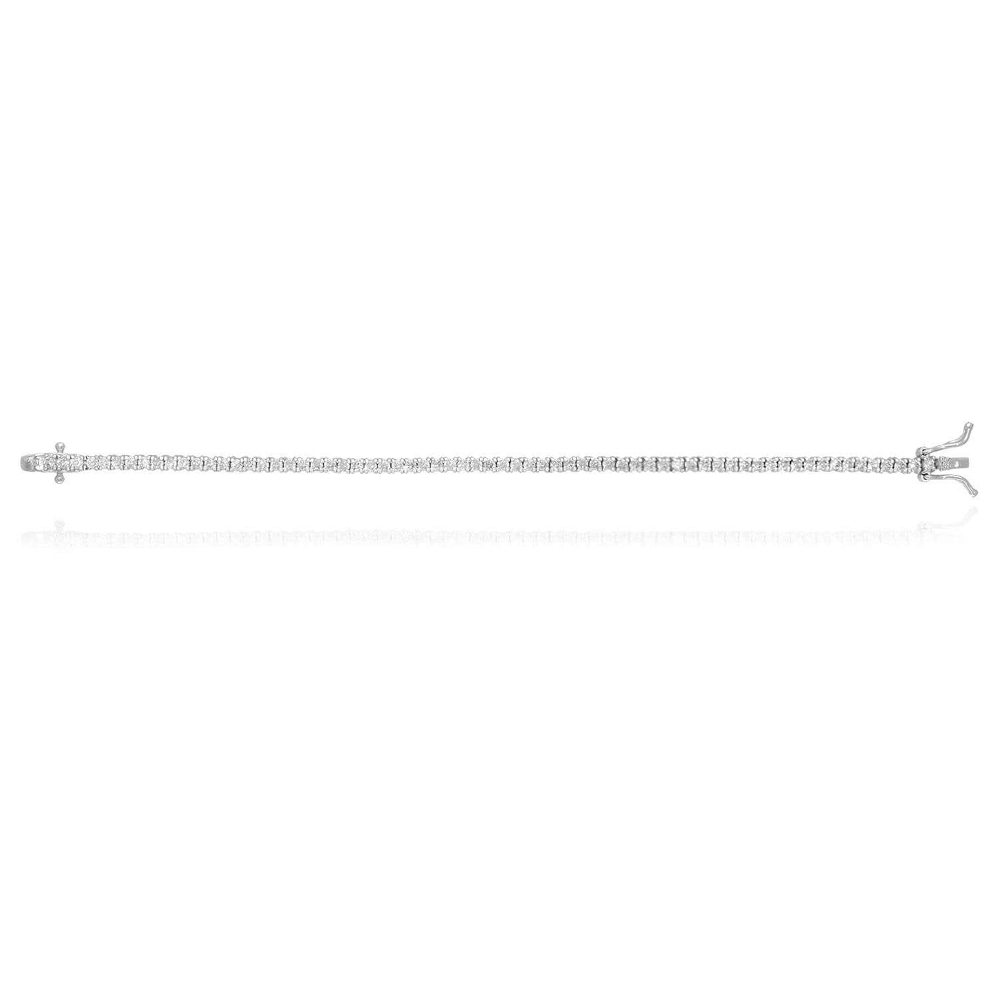 18K White Gold Over Sterling Silver CZ 2mm Tennis Bracelet 5"-6"