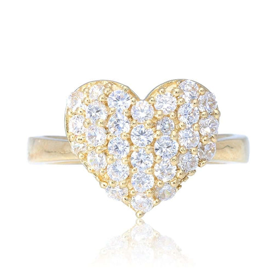 1.50Ct Created White Diamond 14k Solid Yellow Gold Heart Ring Size 5-10
