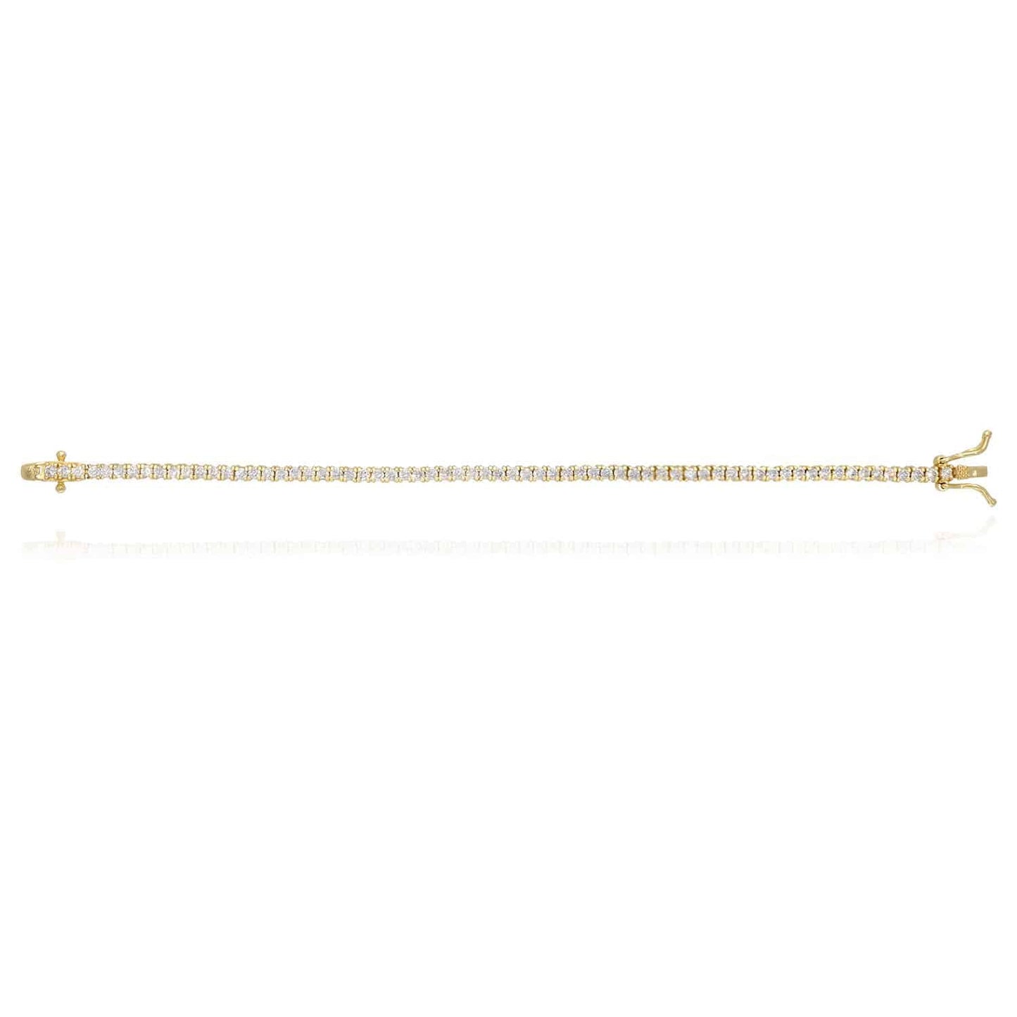18K Yellow Gold Over Sterling Silver CZ 2mm Tennis Bracelet 5"-7"