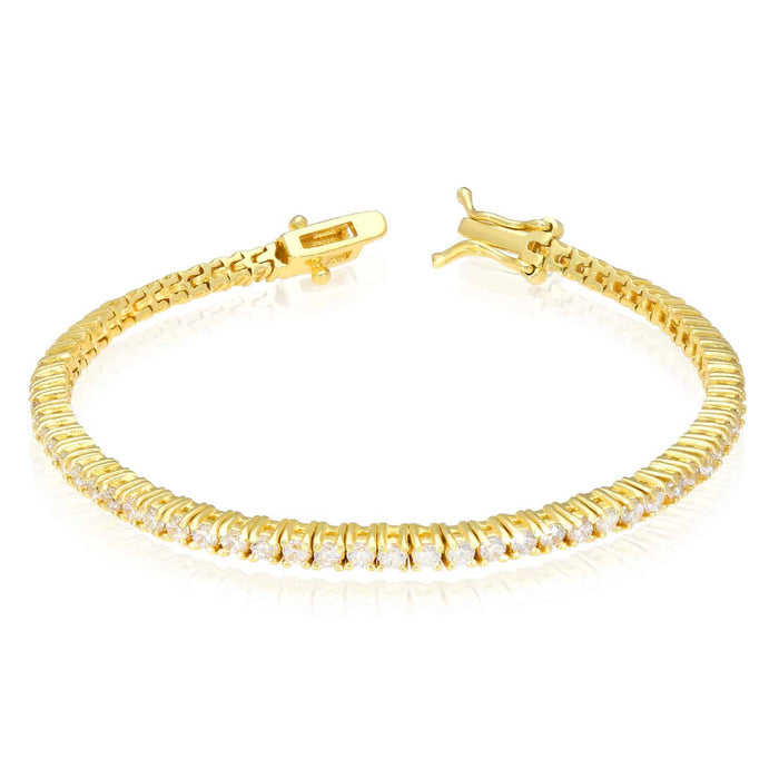 18K Yellow Gold Over Sterling Silver CZ 2mm Tennis Bracelet 5" - 7" - WJD Exclusives
