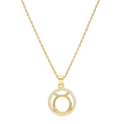 18K Gold Over Silver CZ Zodiac Charm Pendant Necklace 16"-18" Adj