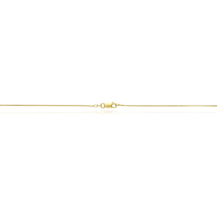 18K Yellow Gold Over Sterling Silver 0.8mm Box Chain (Solid Links) 16" - 24" - WJD Exclusives