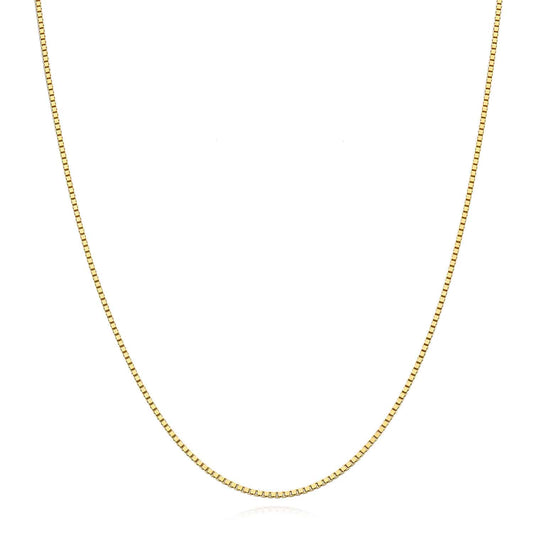 18K Yellow Gold Over Sterling Silver 1mm Box Chain Necklace 16"-24"