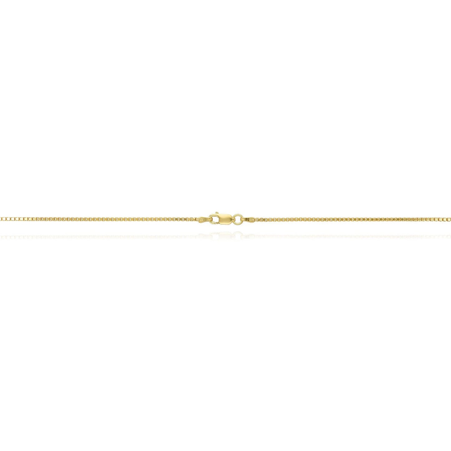 18K Yellow Gold Over Sterling Silver 1.2mm Box Chain Necklace 16"-24"