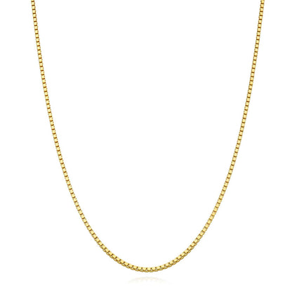 18K Yellow Gold Over Sterling Silver 1.2mm Box Chain Necklace 16"-24"