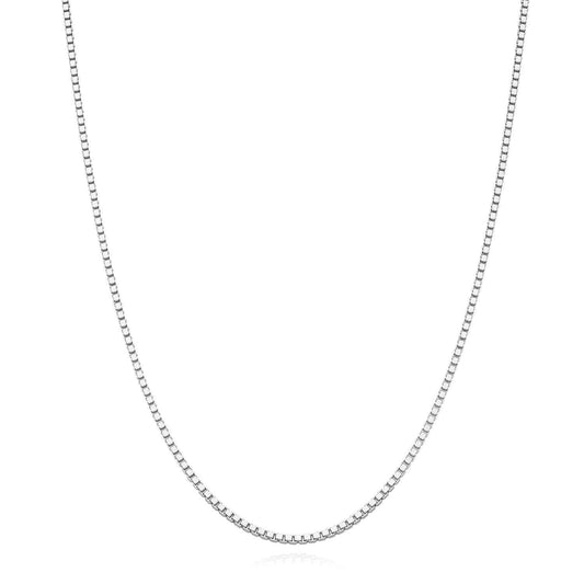 18K White Gold Over Sterling Silver 1.2mm Box Chain Necklace 16"-24"